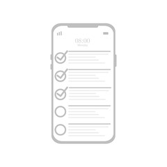 icon task management todo check list with mobile phone, check list on mobile, tick correct sign mark for document approve, check box icon with correct, take an assessment, questionnaire, evaluation
