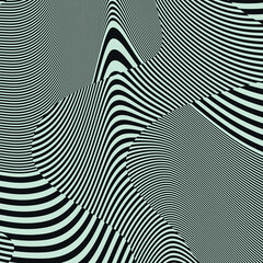 Black and Sea Green Moiré Effect Textured Swirl Pattern