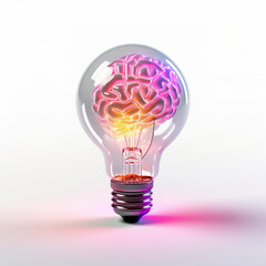 3D rendering a light bulb with a brain for a filament