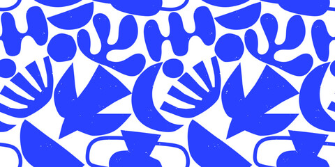 Abstract nature art collage shape seamless pattern. Trendy contemporary cutout background illustration. Natural organic shapes artwork wallpaper print. Vintage botanical summer texture.