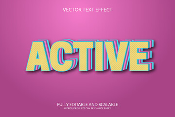 Obraz premium Active 3D Vector Eps Editable Text Effect Template Design