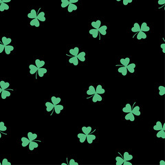 Fototapeta premium Seamless pattern with clover leaves. St. Patrick's day vector illustration. Clover meadow. Texture for print, textile, fabric.