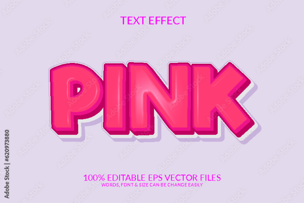 Wall mural pink 3d vector eps editable text effect template design