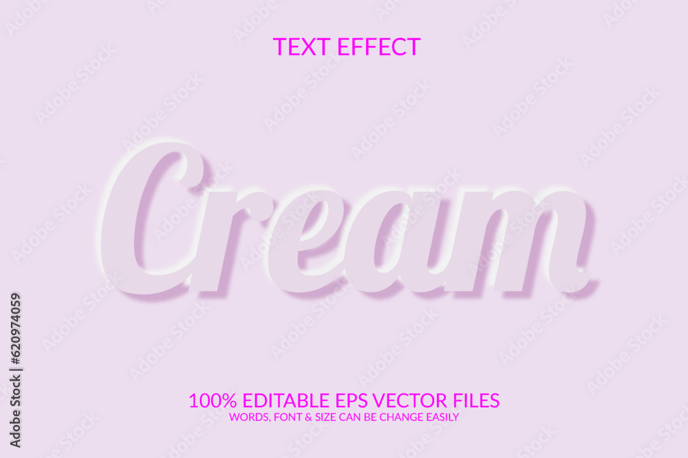 Wall mural cream 3d vector eps editable text effect template design