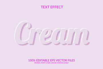 Cream 3D Vector Eps Editable Text Effect Template Design