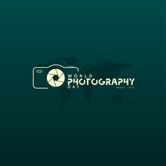 World photography day vector, typography design with camera. good template for world photography day design.