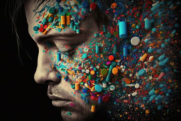 Addiction to pills is an addiction in which the person concerned is dependent on a specific medication. This is usually a prescription pain reliever, tranquilizer, or a tranquilizer originally intende - obrazy, fototapety, plakaty