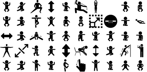 Massive Set Of Stretch Icons Pack Black Concept Clip Art Visual, Measurement, Stretch, Icon Illustration Isolated On Transparent Background