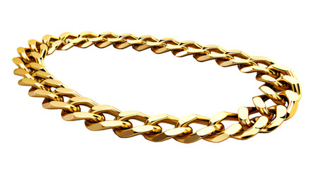 golden chain bracelet on isolated transparent background