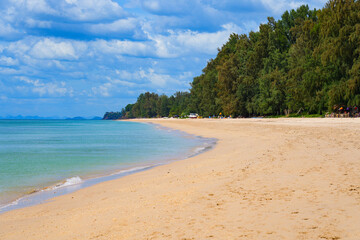 Turquoise water and golden sand by the Andaman Sea on Long Beach (Phra Ae Beach) on Koh Lanta Yai island in the province of Krabi, Thailand