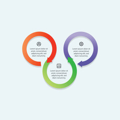 Circle arrow infographic connected together used for presentation designs