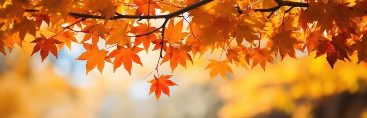 Beautiful autumn landscape. Colorful seasonal autumn background, wallpaper. Generative AI