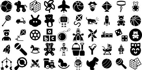 Huge Set Of Toy Icons Set Hand-Drawn Isolated Infographic Pictograms Construction, Icon, Head, Carrier Symbols Vector Illustration