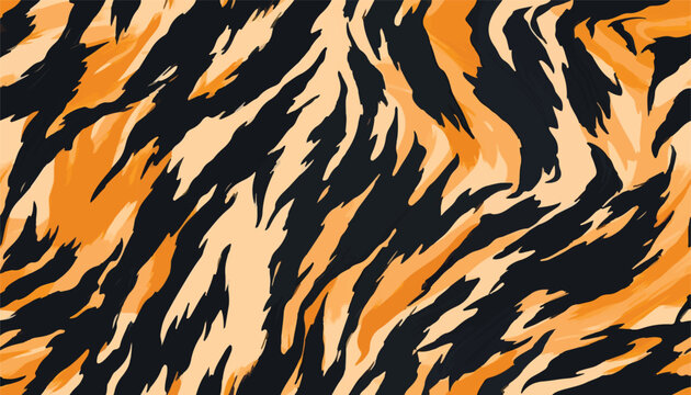 Hand drawn contemporary abstract tiger striped print. Modern fashionable template for design.