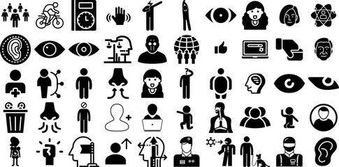 Massive Collection Of Human Icons Pack Flat Drawing Silhouettes Incorrect, Silhouette, Health, Parity Element Isolated On Transparent Background