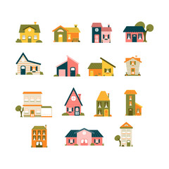 Cute Carton House Vector Illustration. The family house icon isolated on white background. Neighborhood with homes illustrated.