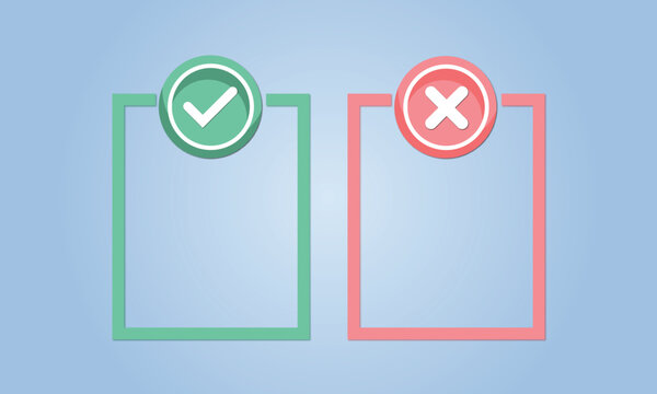 Simple dos and don'ts like checklists. on blue background.Vector Design Illustration.