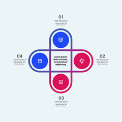 Financial infographic for four segment concept with icons