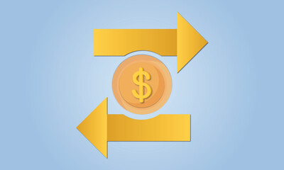 Dollar Valuation Icon.on blue background.Vector Design Illustration.