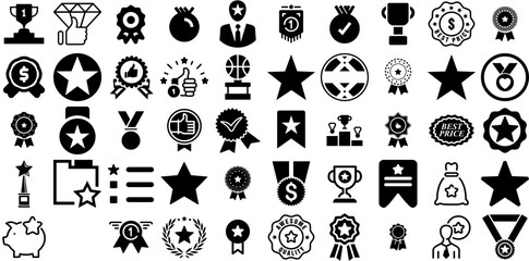Huge Collection Of Best Icons Collection Flat Cartoon Web Icon Icon, Ribbon, Badge, Business Buttons Vector Illustration - obrazy, fototapety, plakaty