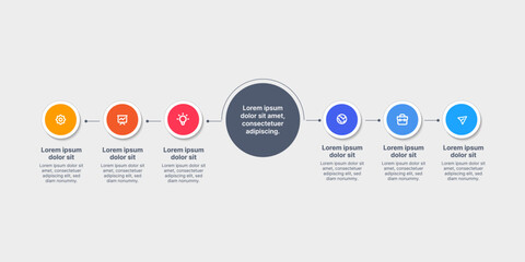 Infographic circle in horizontal formation with icon and content in colorful design
