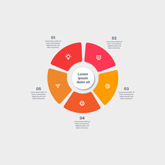 Infographic stock illustration with icon and content in yellow orange color scheme