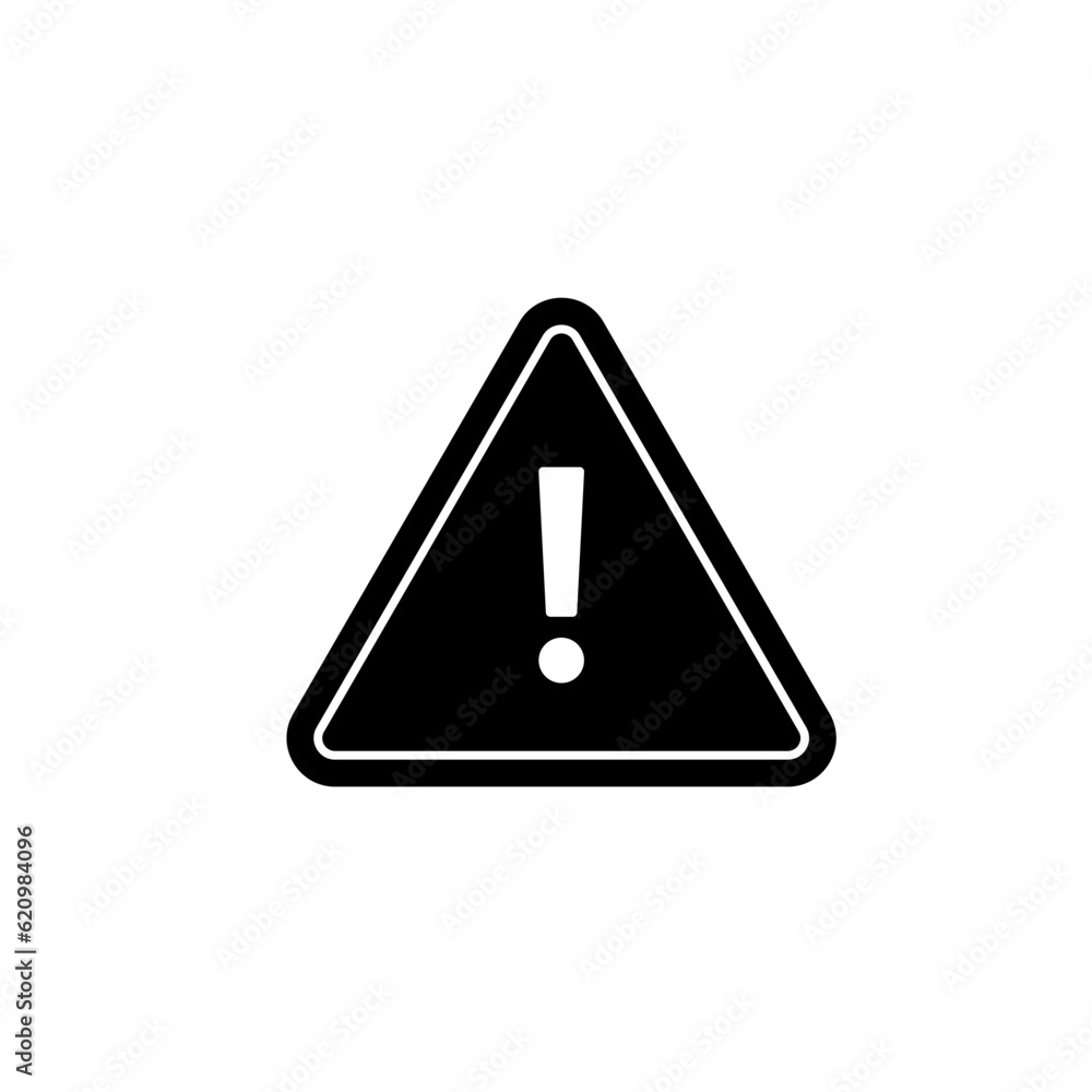 Poster triangular icon in black on a white background with an exclamation mark, an important warning or ale