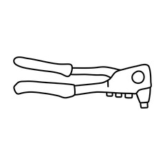 Line Art Vector Illustration Handtool Rivet Gun Coloring Page Icon Logo Label Template Element for Design Realistic Fine Details