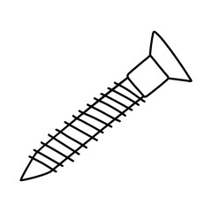 Hand drawn simple doodle vector, black outline drawing. Fixing tools screws. Construction, repair.