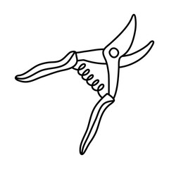 Hedge shears doodle. Pruners sketch. Gardening icon