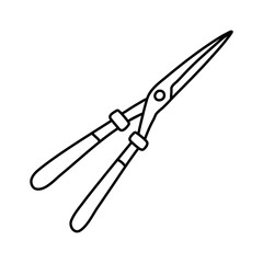 Hedge shears doodle. Pruners sketch. Gardening icon