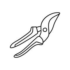 Hedge shears doodle. Pruners sketch. Gardening icon