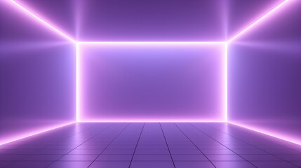 Empty geometrical Room in Lilac Colors with beautiful Lighting. Futuristic Background for Product Presentation.