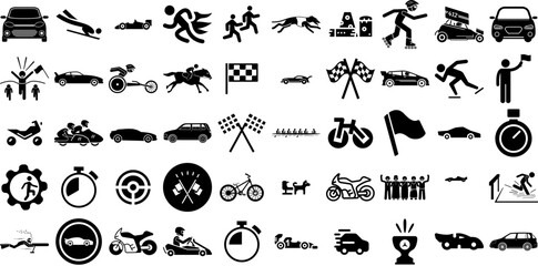 Massive Collection Of Race Icons Bundle Flat Cartoon Glyphs Curve, Badge, Partnership, Icon Clip Art Vector Illustration
