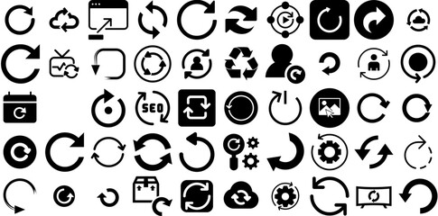 Big Collection Of Reload Icons Collection Flat Simple Web Icon Icon, Symbol, File, Refresh Pictograph Isolated On White Background