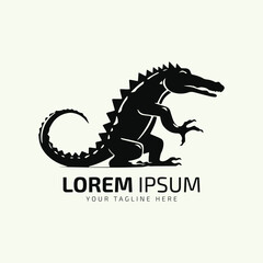 Vector of crocodile design isolated black alligator on green background. Wild Animals. Reptile. Easy editable layered vector illustration.