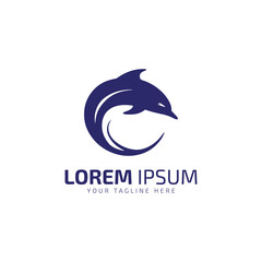 water Fish Logo design vector template. Seafood restaurant shop store Logotype concept icon. shark shape logo