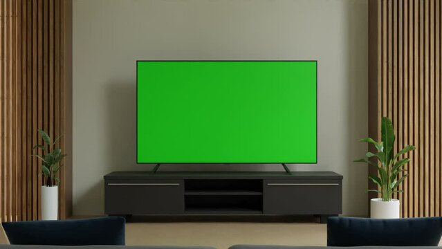 zoom in TV or close up footage in TV room, 3d illustration rendering