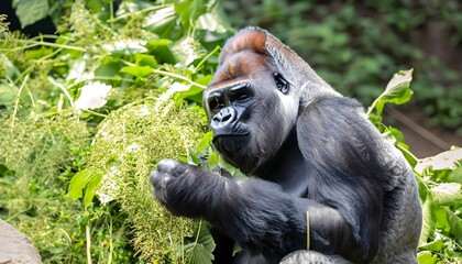 Obraz premium Gorilla wild animal in Jungle,Generative AI 