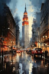 Fototapeta na wymiar An illustration of impressionist painting in a big city. (Illustration, Generative AI)