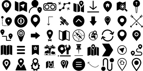 Massive Collection Of Navigation Icons Pack Hand-Drawn Black Cartoon Web Icon Icon, Pointer, Symbol, Option Illustration For Computer And Mobile