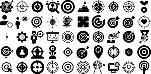 Big Set Of Target Icons Pack Hand-Drawn Isolated Design Clip Art Symbol, Circle, Mark, Icon Symbol Vector Illustration