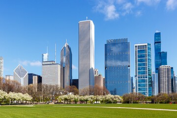 Obraz premium Chicago city downtown skyline skyscraper in the United States