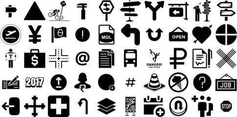 Huge Collection Of Sign Icons Set Hand-Drawn Solid Design Symbols Talk, Icon, Open, Set Clip Art For Apps And Websites