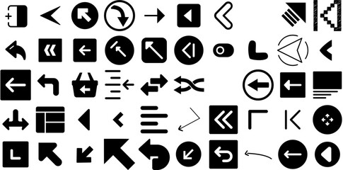 Massive Collection Of Left Icons Collection Linear Cartoon Silhouette Cursor, Foot, Icon, Way Glyphs For Computer And Mobile