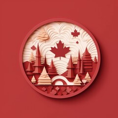 Cutting through Canada Day Minimalistic Paper Craft Illustration in 3D Style.