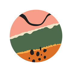 Abstract round doodle highlight Cover backgrounds. Various shapes, lines, spots, dots, doodle objects. Circle icons for social media stories and bloggers