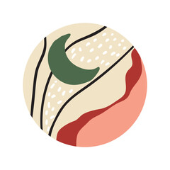 Abstract round doodle highlight Cover backgrounds. Various shapes, lines, spots, dots, doodle objects. Circle icons for social media stories and bloggers