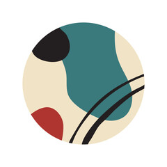 Abstract round doodle highlight Cover backgrounds. Various shapes, lines, spots, dots, doodle objects. Circle icons for social media stories and bloggers