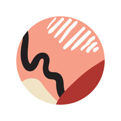 Abstract round doodle highlight Cover backgrounds. Various shapes, lines, spots, dots, doodle objects. Circle icons for social media stories and bloggers